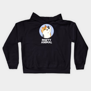 Pawty Animal Cute Party Animal Cat Pun Kids Hoodie